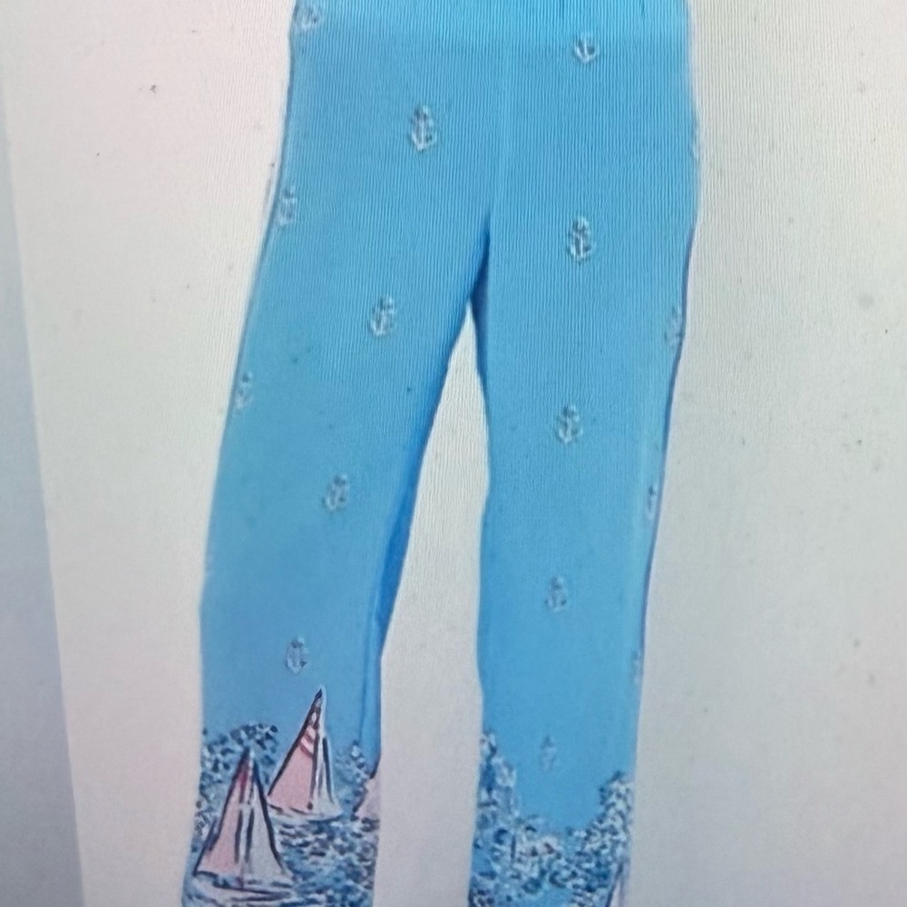 Lilly Pulitzer, Blue Patterned Women's bal harbor palazzo Pants size S, NWTs - Picture 3 of 5